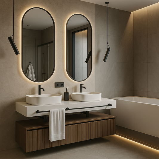 Lustro Owalne LED w Ramie SLIM