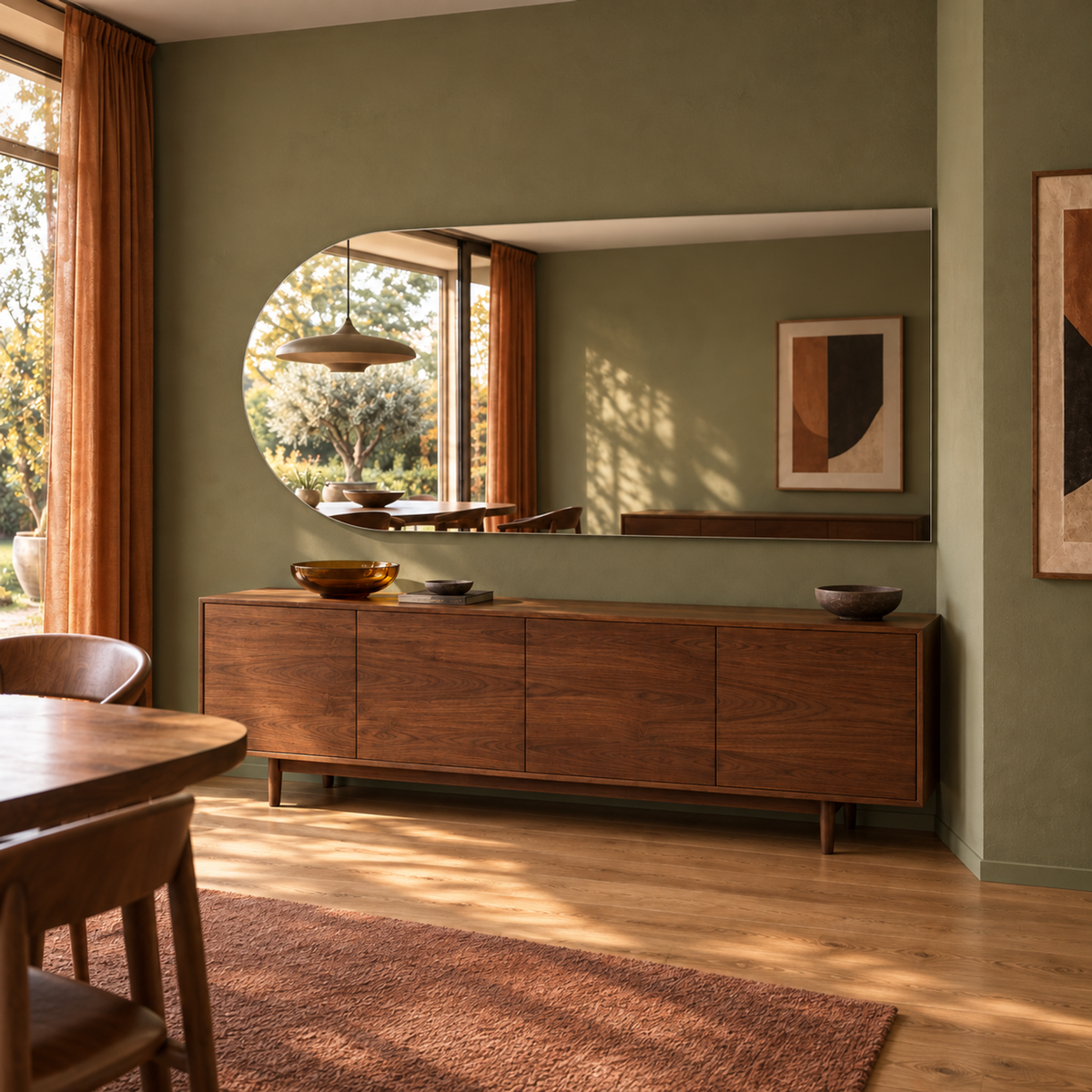 Lustro arkadowe 190x40 cm bez ramy z zawieszkami i kołkami - zdjecie 4