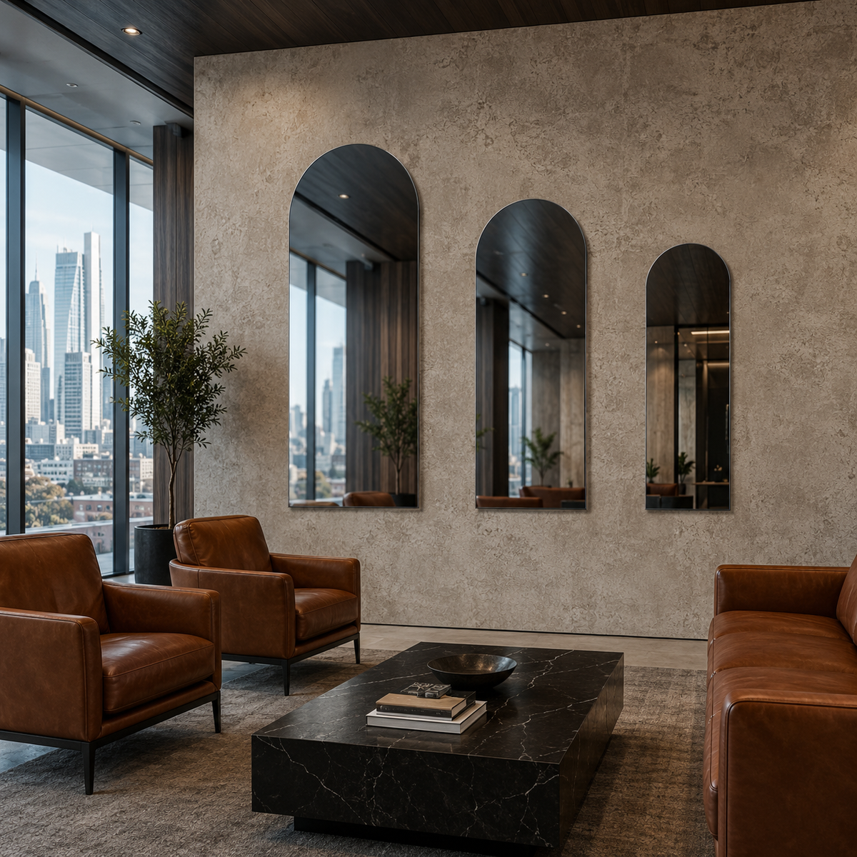 Lustro arkadowe 130x260 cm bez ramy z zawieszkami i kołkami - zdjecie 1