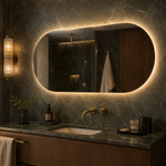 Lustro kapsułowe LED z włącznikiem dotykowym 100x20 cm bez ramy z zawieszkami i kołkami - zdjecie 4