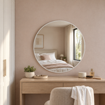 Lustro koliste 40x40 cm w różowej ramie Slim z zawieszkami i kołkami - zdjecie 1