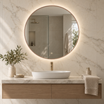 Lustro koliste LED z włącznikiem dotykowym 100x100 cm w czarnej ramie Slim - zdjecie 5