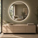 Lustro koliste LED z włącznikiem dotykowym 120x120 cm w złotej ramie Slim - zdjecie 2