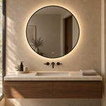 Lustro koliste LED z włącznikiem dotykowym 60x60 cm w czarnej ramie Slim - zdjecie 1