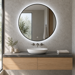 Lustro koliste LED z włącznikiem dotykowym 60x60 cm w czarnej ramie Slim - zdjecie 4