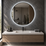 Lustro koliste LED z włącznikiem dotykowym 70x70 cm w białej ramie Slim z zawieszkami i kołkami - zdjecie 4