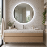 Lustro koliste LED z włącznikiem dotykowym 80x80 cm w złotej ramie Slim z zawieszkami i kołkami - zdjecie 4