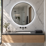Lustro koliste LED z włącznikiem dotykowym 80x80 cm w złotej ramie Slim z zawieszkami i kołkami - zdjecie 5