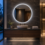 Lustro koliste LED z włącznikiem naściennym 110x110 cm bez ramy z zawieszkami i kołkami - zdjecie 1
