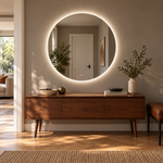 Lustro koliste LED z włącznikiem naściennym 110x110 cm bez ramy z zawieszkami i kołkami - zdjecie 2
