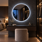 Lustro koliste LED z włącznikiem naściennym 110x110 cm bez ramy z zawieszkami i kołkami - zdjecie 4