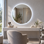 Lustro koliste LED z włącznikiem naściennym 110x110 cm bez ramy z zawieszkami i kołkami - zdjecie 5