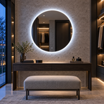 Lustro koliste LED z włącznikiem naściennym 140x140 cm bez ramy z zawieszkami i kołkami - zdjecie 1