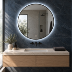 Lustro koliste LED z włącznikiem naściennym 140x140 cm w białej ramie Slim - zdjecie 2