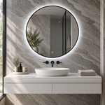 Lustro koliste LED z włącznikiem naściennym 70x70 cm w białej ramie Slim - zdjecie 4