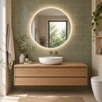 Lustro kołowe LED z włącznikiem dotykowym 130x130 cm w białej ramie Slim - zdjecie 3