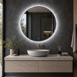 Lustro kołowe LED z włącznikiem dotykowym 130x130 cm w białej ramie Slim - zdjecie 4