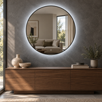 Lustro kołowe LED z włącznikiem dotykowym 130x130 cm w białej ramie Slim - zdjecie 5