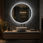 Lustro kołowe LED z włącznikiem dotykowym 140x140 cm w srebrnej ramie Slim - zdjecie 4