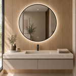 Lustro kołowe LED z włącznikiem dotykowym 150x150 cm w czarnej ramie Slim - zdjecie 4