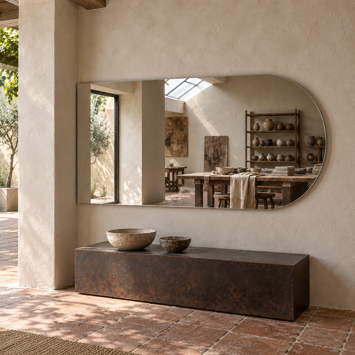 Lustro łukowe 240x40 cm bez ramy z klejem do luster - zdjecie 5