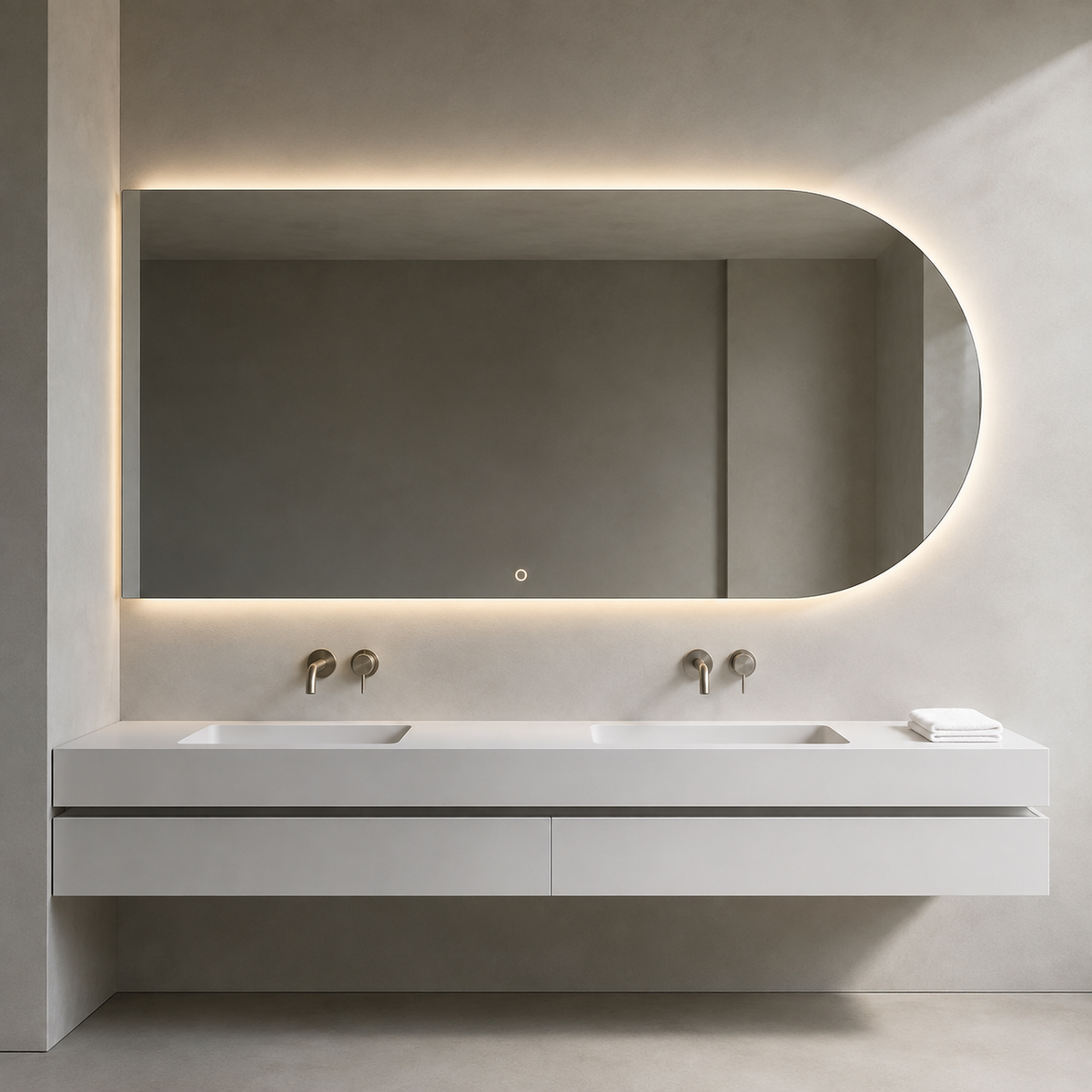 Lustro łukowe LED z włącznikiem dotykowym 120x20 cm bez ramy z zawieszkami i kołkami - zdjecie 4