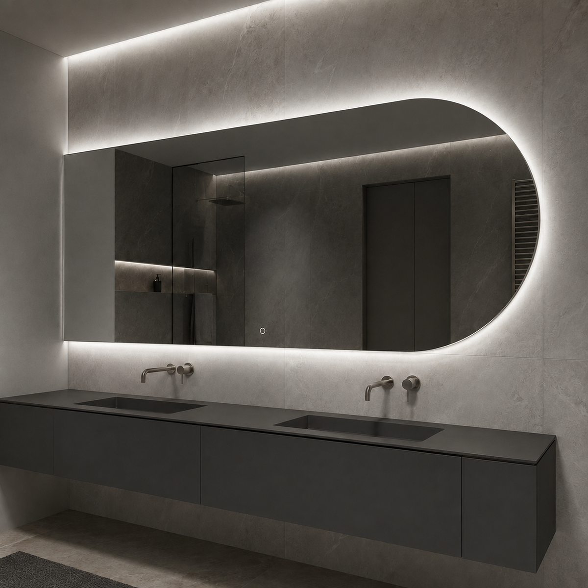 Lustro łukowe LED z włącznikiem na ruch 110x30 cm bez ramy - zdjecie 5