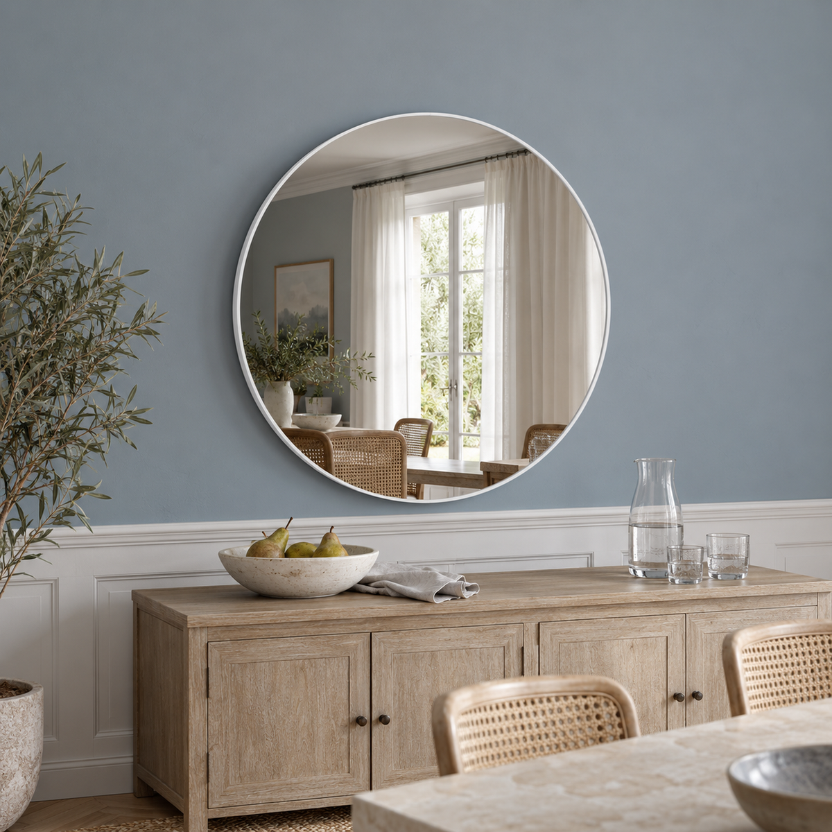 Lustro o okrągłym kształcie 80x80 cm w złotej ramie Slim z zawieszkami i kołkami - zdjecie 1