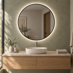 Lustro o okrągłym kształcie LED z włącznikiem dotykowym 70x70 cm w złotej ramie Slim - zdjecie 5