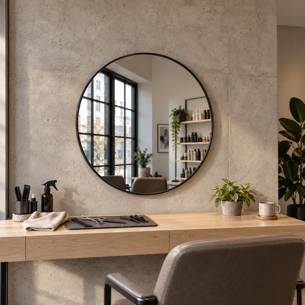 Lustro okrągłe 150x150 cm w złotej ramie Slim z zawieszkami i kołkami - zdjecie 2