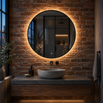 Lustro okrągłe LED z włącznikiem dotykowym 110x110 cm w czarnej ramie Slim - zdjecie 4