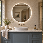 Lustro okrągłe LED z włącznikiem dotykowym 60x60 cm bez ramy z zawieszkami i kołkami - zdjecie 2