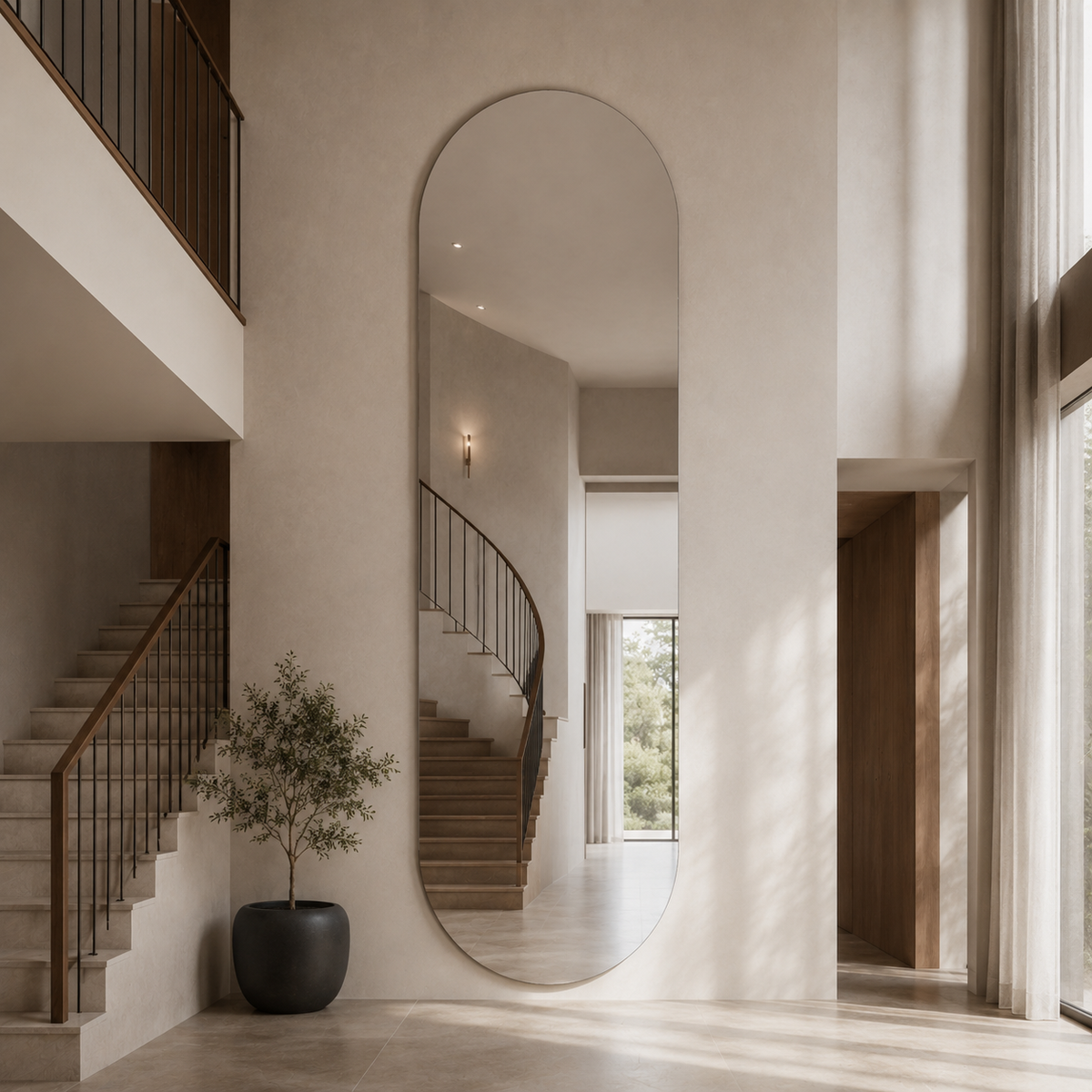 Lustro owalne 110x210 cm bez ramy - zdjecie 2