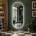 Lustro owalne LED z włącznikiem naściennym 20x40 cm bez ramy z zawieszkami i kołkami - zdjecie 5