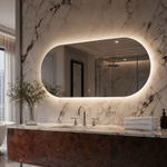 Lustro owalne LED z włącznikiem dotykowym 120x110 cm bez ramy z zawieszkami i kołkami - zdjecie 2