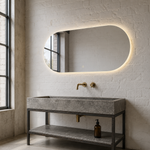 Lustro owalne LED z włącznikiem dotykowym 130x40 cm bez ramy z zawieszkami i kołkami - zdjecie 2