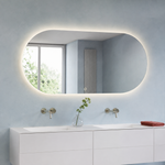 Lustro owalne LED z włącznikiem dotykowym 170x50 cm bez ramy z zawieszkami i kołkami - zdjecie 2