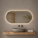 Lustro owalne LED z włącznikiem naściennym 110x20 cm bez ramy z zawieszkami i kołkami - zdjecie 2