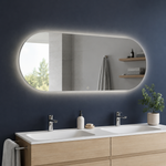 Lustro podłużne z półokrągłymi zakończeniami LED z włącznikiem naściennym 240x20 cm - zdjecie 3