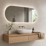 Lustro podłużne z półokrągłymi zakończeniami LED z włącznikiem naściennym 250x120 cm - zdjecie 1