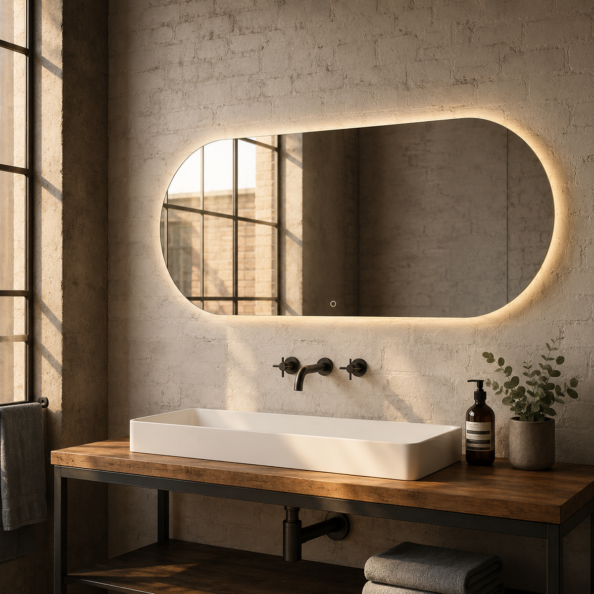 Lustro podłużne z półokrągłymi zakończeniami 130x20 cm - zdjecie 4