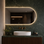 Lustro półowalne LED z włącznikiem na ruch 80x30 cm bez ramy - zdjecie 4