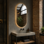 Lustro stadionowe LED z włącznikiem dotykowym 20x80 cm bez ramy z zawieszkami i kołkami - zdjecie 2