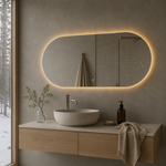 Lustro stadionowe LED z włącznikiem dotykowym 130x30 cm bez ramy z zawieszkami i kołkami - zdjecie 2