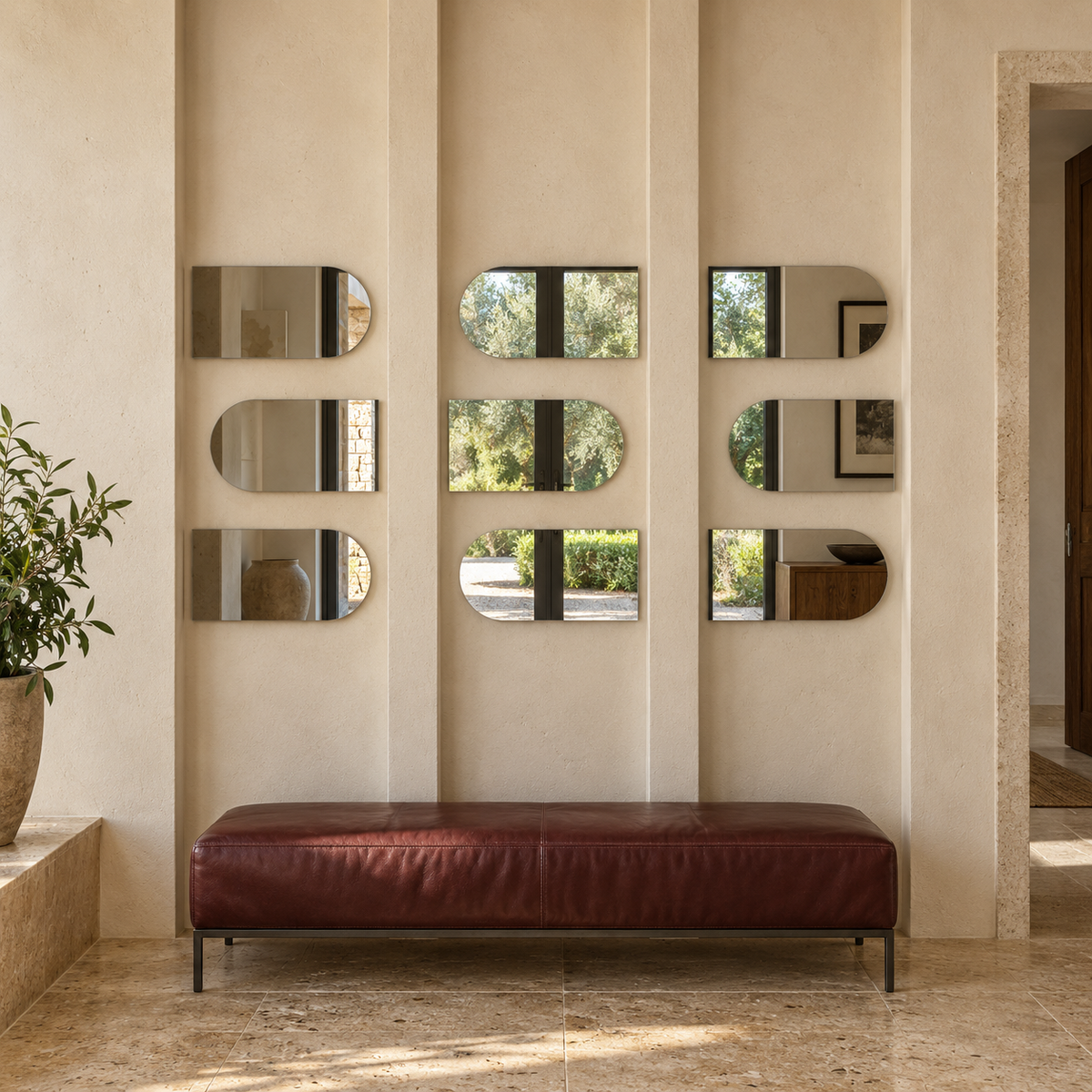 Lustro w kształcie arkady 50x40 cm bez ramy z zawieszkami i kołkami - zdjecie 3