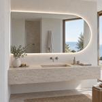 Lustro w kształcie arkady LED z włącznikiem naściennym 150x50 cm bez ramy - zdjecie 2