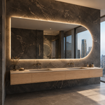 Lustro w kształcie arkady LED z włącznikiem naściennym 60x20 cm bez ramy - zdjecie 5