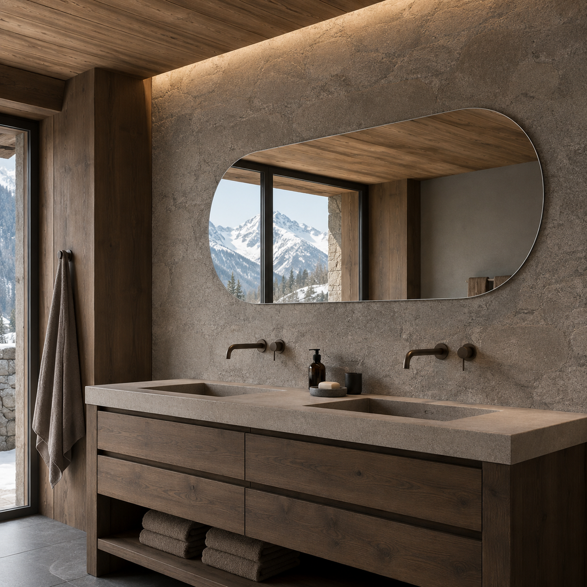 Lustro w kształcie kapsuły 120x50 cm bez ramy z klejem do luster - zdjecie 3