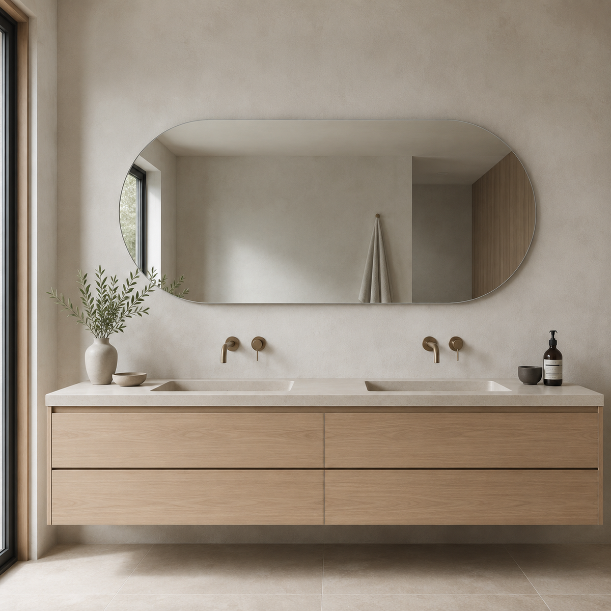 Lustro w kształcie kapsuły 190x90 cm bez ramy z zawieszkami i kołkami - zdjecie 3