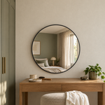 Lustro w kształcie koła 80x80 cm w różowej ramie Slim z zawieszkami i kołkami - zdjecie 2